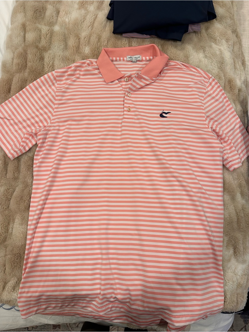 Peter Millar Pink and White Striped Polo